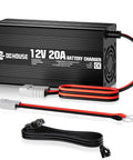 12V 20A LiFePO4 Battery Charger With 14.6V Output 300W Fast Charge Quick Connector And LED Indicator 0V Activation Recovery Power Up For Boat RV Solar Off Grid Home Systems
