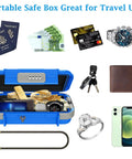 Portable Safe Box With Combination Lock and Code Access Waterproof Anti Theft Travel Safe with Removable Chain Compact Lock Box