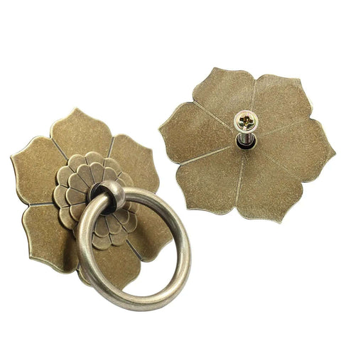 Badass Antique Bronze Ring Pull Handles For Kitchens And Cabinets Featuring A Slick Floral Pattern Heavy Duty Drawer Hardware Kit.