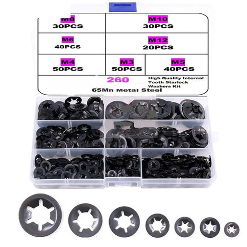 All In One Lock Washers Set 780 520 Pcs M3 M4 M5 M6 M8 M10 M12 Push On Internal Teeth Grip Hardened Steel Fasteners