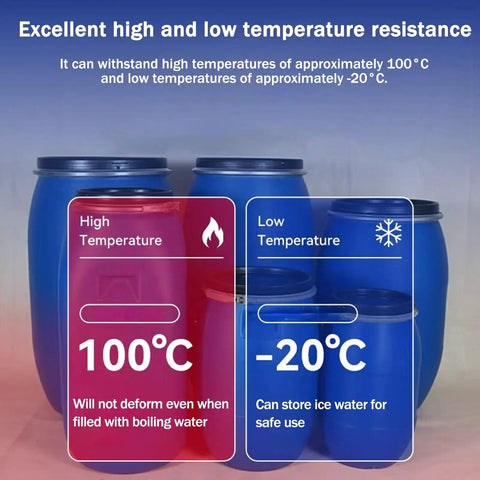 Blue Plastic Drum With Lid For Water Storage And Bulk Shipping Open Top Barrel showcasing temperature resistance