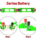 Hands On Electromagnet And Basic Electricity Circuit Kit with series battery setup shown in green plastic for school lab projects