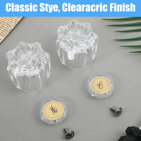 Two Pack Clear Acrylic Faucet Handles Replacement Kit For Tub And Shower Knobs No Fuss Easy Install With Screws Hot Cold