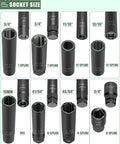 Eight-Piece Lug Nut Socket Set With Spline Sockets for 5/6/7/12 Lug Nuts, including 3/4 inch 7-spline and 19mm hex sockets, CR-V steel