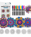 Stained Glass Mandala Art Kit For DIY Window Clings With Markers Ten Suncatchers A Fun And Chill Hobby For Adults Kids Teens And Seniors