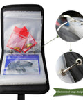 Interior view of Fishing Tackle Binder Lure Storage Bag showing clear organizer bags with convenient snap design.