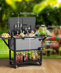 104 Quart Patio Rolling Ice Chest Cooler Cart With Wheels For Outdoor Parties And Backyard BBQs, Portable Bar Cart