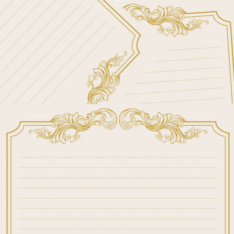 Vintage Style Stationery Set With 60 Letter Papers And 30 Envelopes, Gold Border Writing Paper For Love Letters And Party Invites