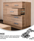 4 Pack Black Hydraulic Aluminum Frame Cabinet Hinges With No Slam Soft Close For Glass Doors And European Concealed Corner Cabinets In Kitchen And Wardrobe Smooth Silent Stainless Steel Hardware, shown with drawers and screws