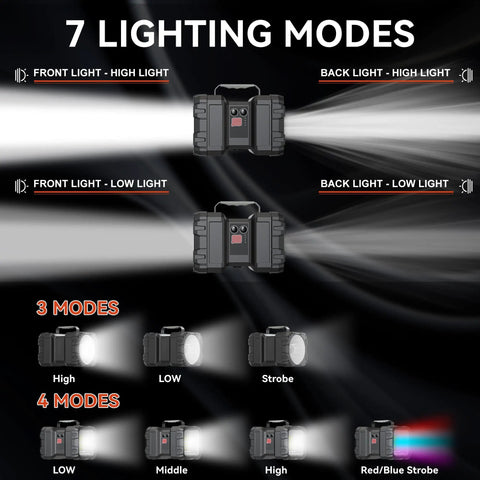 Ultra Bright Rechargeable LED Spotlight Flashlight With 1200 Lumens, 800 Meter Range, 7 lighting modes demonstration
