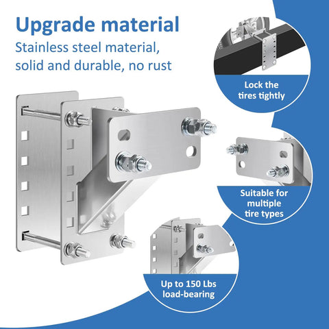 Stainless Steel Spare Tire Carrier For Trailers, Heavy Duty Tire Mount Bracket with bolts, supports up to 150 lbs, anti-rust design