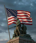 Outdoor 3x5 Ft American Flag Deluxe Heavy Duty Spun Polyester Tearproof And Waterproof All Weather High Wind Flag on a monument