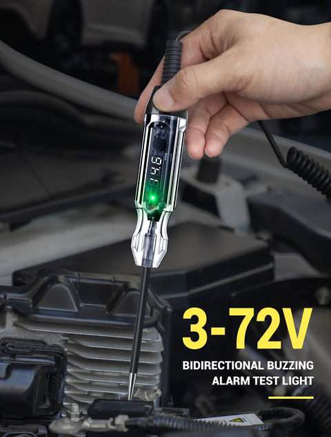 3 To 72V Automotive Test Light Circuit Tester For Quick Voltage Checks Wide Range Diagnostic Tool To Inspect Headlights Taillights Turn Signals Sockets Fuses And Electrical Circuits In Cars Trucks And Motorcycles, handheld in engine bay