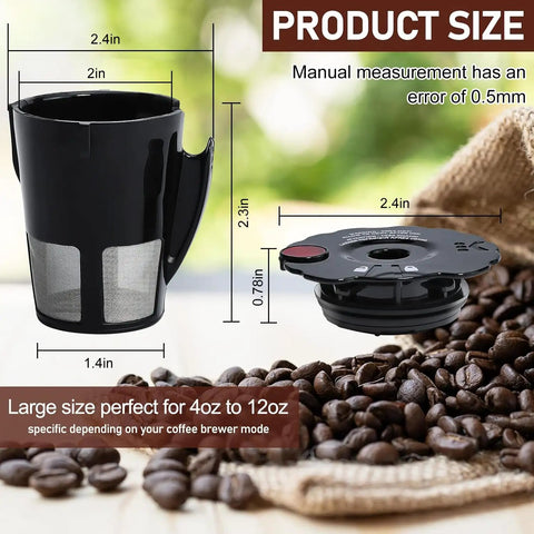 Product size of Reusable K Cup Coffee Filter Pod For Keurig 2.0 Brewers K200 Through K575 Pack Of 2 With Cleaning Brush Fits 119367