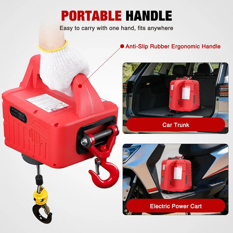 Nilight 3-In-1 Electric Hoist Winch showing portable handle and compact design, ideal for garage or warehouse use.