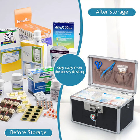 Lockable Medicine Storage Box With Key For Home And Outdoors On The Go This Durable Aluminum Safe Box Stores Meds And First Aid Gear