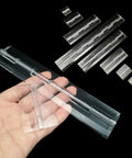 Ten Pcs Lengthened Clear Plexiglass Piano Hinge for Display Cabinets and Piano Lids held in a hand