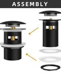 Freestanding Bathtub Drain Kit With Universal Fine Thread And Coarse Brass Thread Bushing Assembly Anti Rust Matte Black Finish