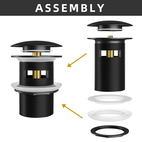 Freestanding Bathtub Drain Kit With Universal Fine Thread And Coarse Brass Thread Bushing Assembly Anti Rust Matte Black Finish
