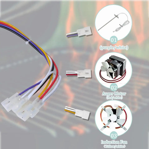 Upgrade Control Board Replacement For Pellet Grills Kit with sensor probe, auger motor, and induction fan for Pit Boss models