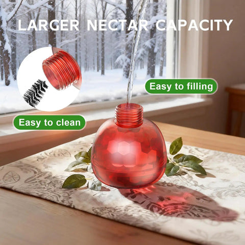 Hummingbird Feeder With Ant Moat For Outdoors 10 Oz Nectar Dispenser With Light Reflective Faceted Design on table