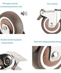 Heavy Duty Furniture Caster Wheels With Silent Rubber Brakes And Easy Roll Swivel Design Featuring Rock Solid U Shaped Bracket, TPE rubber material with rust prevention.