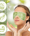 Cooling Jade Eye Masks And Hair Comb Set 4 Piece Facial Massage Tools For Puffiness Relief And Relaxation Jade Stone Eye Masks With Scalp Comb Gua Sha Style Beauty Tools For Home Spa Chill Self Care; woman wearing green jade eye mask
