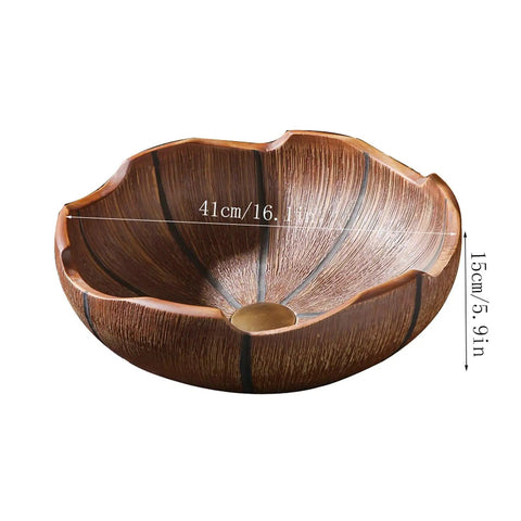 USZWBY Bathroom Vessel Sink Bathroom Sink Above Counter 16.1”X5.9”Retro ceramic basin with floral design.