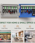 48 Key Lock Box Wall Mount Smart Key Cabinet with Bluetooth and WiFi remote access shown open with keys inside