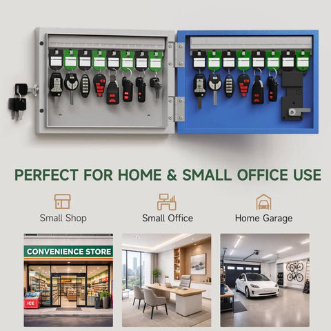 48 Key Lock Box Wall Mount Smart Key Cabinet with Bluetooth and WiFi remote access shown open with keys inside