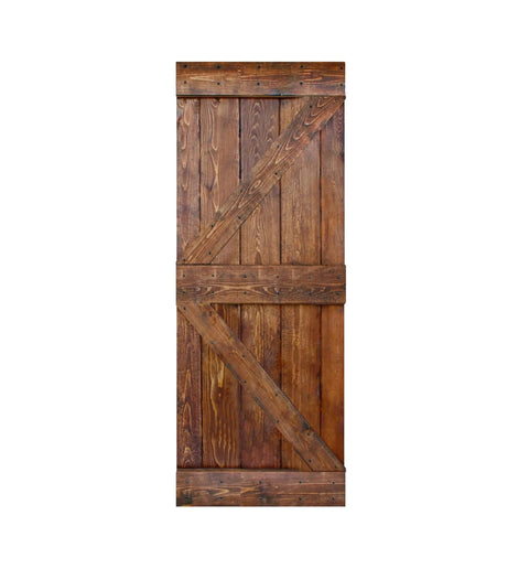 Classic Walnut Finished 30 Inch By 84 Inch Solid Wood Sliding Barn Door Slab for DIY Installation Door Only Hardware Not Included