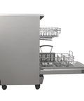 Sick 18 Inch Portable Dishwasher With Energy Star Certified Savings And Genuine Stainless Steel Interior Featuring Six Heavy Duty Wash Cycles Plus Smooth Delay Timer Setup For Your Home side view with racks and open door.