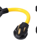 NEMA 6-50P To 10-30R 240V 30 Amp 3 Prong Male Plug To 3 Prong Female Outlet Receptacle Power Cord Adapter For Generators Welders Dryers And Other 240V Equipment Heavy Duty, yellow cord, black connectors
