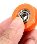 Four Piece Sliding Gate Roller Wheels With U Groove Small Pulley, Heavy Duty Steel Rollers For Smooth Sliding Doors Hardware Upgrade, Ideal For Barn Gates And Utility Sheds, Easy Install And Wobble Free Operation orange U-groove wheel with bearing