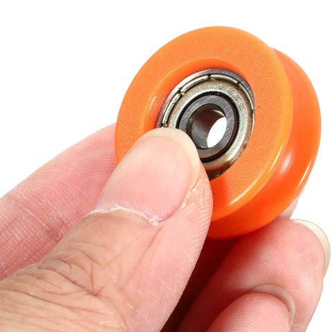 Four Piece Sliding Gate Roller Wheels With U Groove Small Pulley, Heavy Duty Steel Rollers For Smooth Sliding Doors Hardware Upgrade, Ideal For Barn Gates And Utility Sheds, Easy Install And Wobble Free Operation orange U-groove wheel with bearing