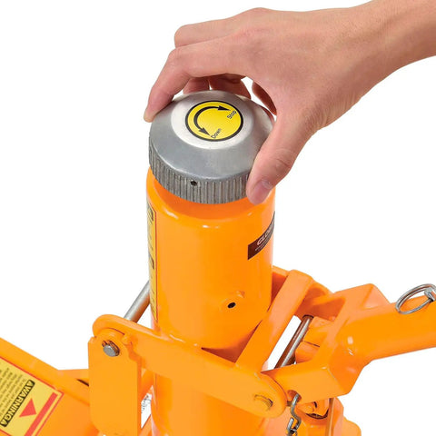 Close-up of Heavy Duty Hydraulic Forklift Jack With Removable Handle, 8800 Lb Capacity, showing hand adjusting control