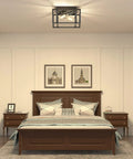 Bedroom with 2 Pack Sleek Modern Black Rectangle Flush Mount Ceiling Light Fixtures With Dimmable E26 Compatibility