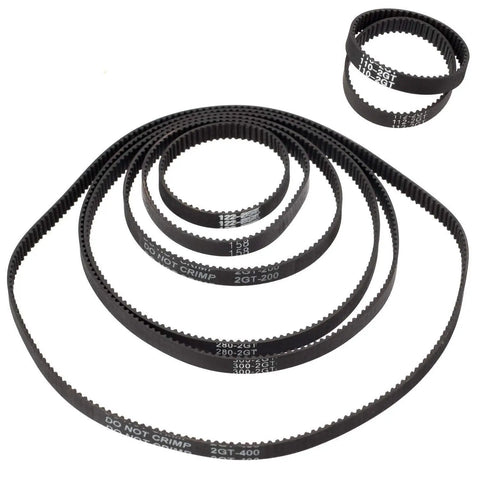 Eight Pack 3D Printer Timing Belts 2GT-6 Closed Loop Rubber, 6mm Wide, Assorted Lengths 110mm to 400mm Replacement Parts