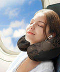 Woman using Steampunk Gear Travel Pillow U Shaped Neck Pillow For Office And Flight Comfort And Head Support