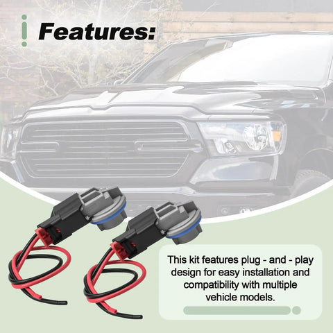 Tail Light Side Marker Lamp Bulb Socket Holder And Pigtail Wire Harness Kit For 2002-2024 Ram 1500 2500 3500 Durango
