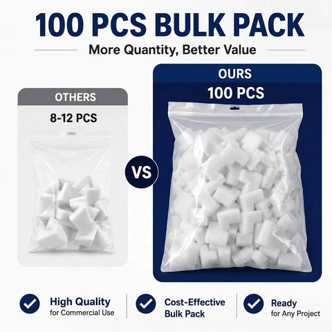 Comparison of 100 pack foam corner protectors for TV frames, photos, mirrors and picture frames vs smaller pack