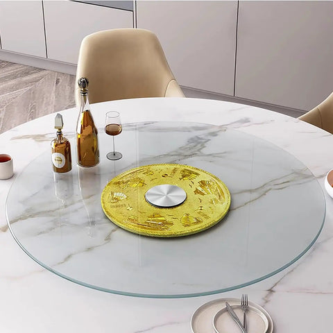 Glass Lazy Susan Rotating Turntable Tray With Smooth 360 Degree Spin For Dinner Table And Kitchen Round Swivel Serving Plate