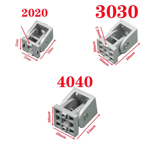 180 Degree Rotating Pivot Joints Set, 2020 Aluminum Zinc Alloy, Matte Gray Finish, 8 Pieces for Industrial Aluminum Frames, Smooth Burr Free Surface, High Corrosion and Wear Resistance, 2020 connector size