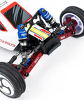Close-up of Adjustable Turnbuckle Set for Losi Micro B 1/24 RC Car, Aluminum Upgrade Parts on front suspension, black.