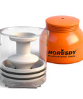 Premium Wheel Bearing Packer Tool Kit With Self Contained Piston For Effortless Repacking And Old Grease Flush, orange and clear parts
