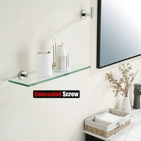 Chrome Glass Shelf Set For Bathroom And Shower 16x5 Inches Tempered Glass With 304 Stainless Steel Wall Mounts Polished Chrome Finish Sleek Rust Resistant 2 Pack Bathroom Storage Shelves