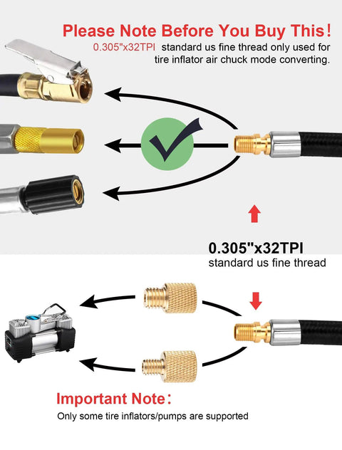 Diagram with 20 Inch Tire Inflator Hose Adapter With Lock On Air Chuck For Presta And Schrader Valves Converting