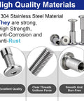 Knockout Hella Tough 304 Stainless Steel M6X25 Barrel Nuts with Flat Head Hex Socket Screws showing quality features and threads.