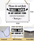 Do Not Flush Anything Except Toilet Paper Sign, Solid Wood Hanging Bathroom Rules Decor, 9.8x7.8 Inches, rustic style