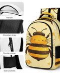 Close-up of Smiling Honey Bee Printed Unisex Backpack With Large Capacity Lightweight And Durable Polyester Bag Breathable Fabric Easy To Clean.